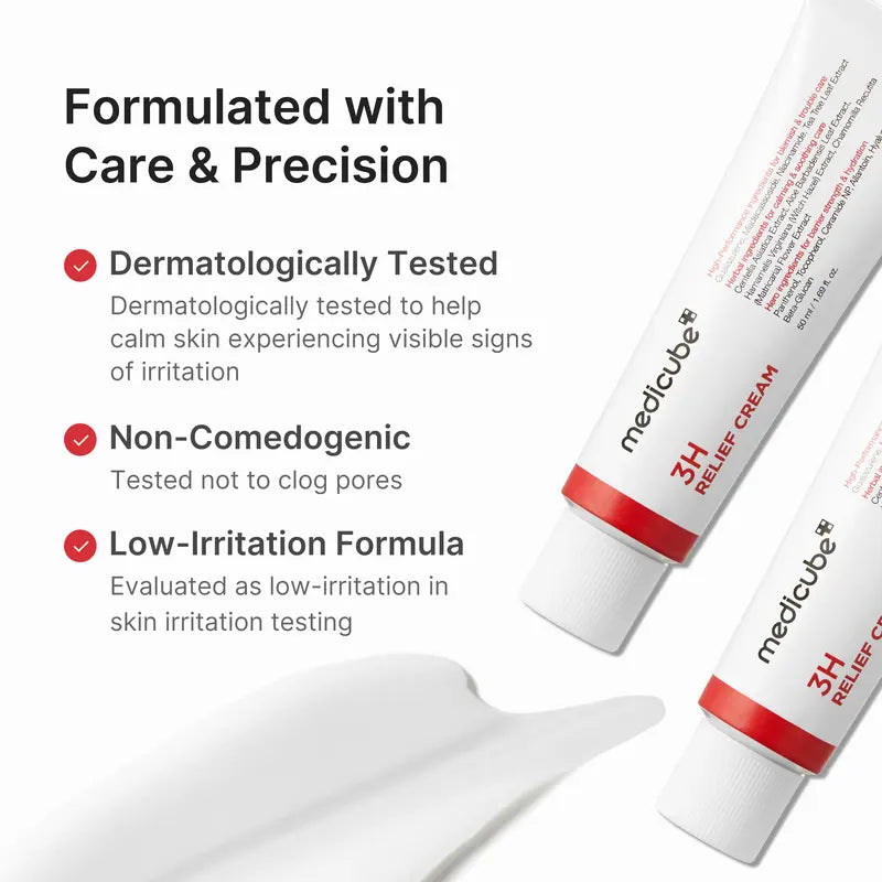 [NEW] [medicube] 3H Relief Cream | Daily Soothing Moisturizer for Troubled & Delicate Skin, Hydrating, Cooling, Barrier Support Care | Centella Asiatica, Tea Tree Extract, Aloe, Hyaluronic acid | Korean Skincare, K-Beauty