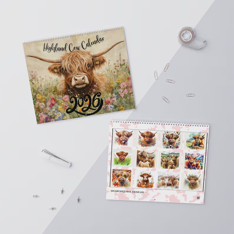 🏆Flash Sale⚡ 11K+ SOLD! Almost Gone-🐮Highland Cow Calendar 2026 📅