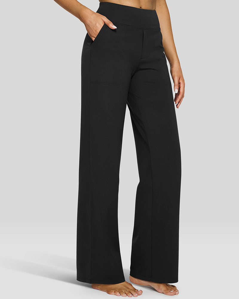 G4Free Loose High-Waist Business Casual Pants Yoga Pants Women Wide Leg Pants with Pockets Comfortable Athletic Sweatpants
