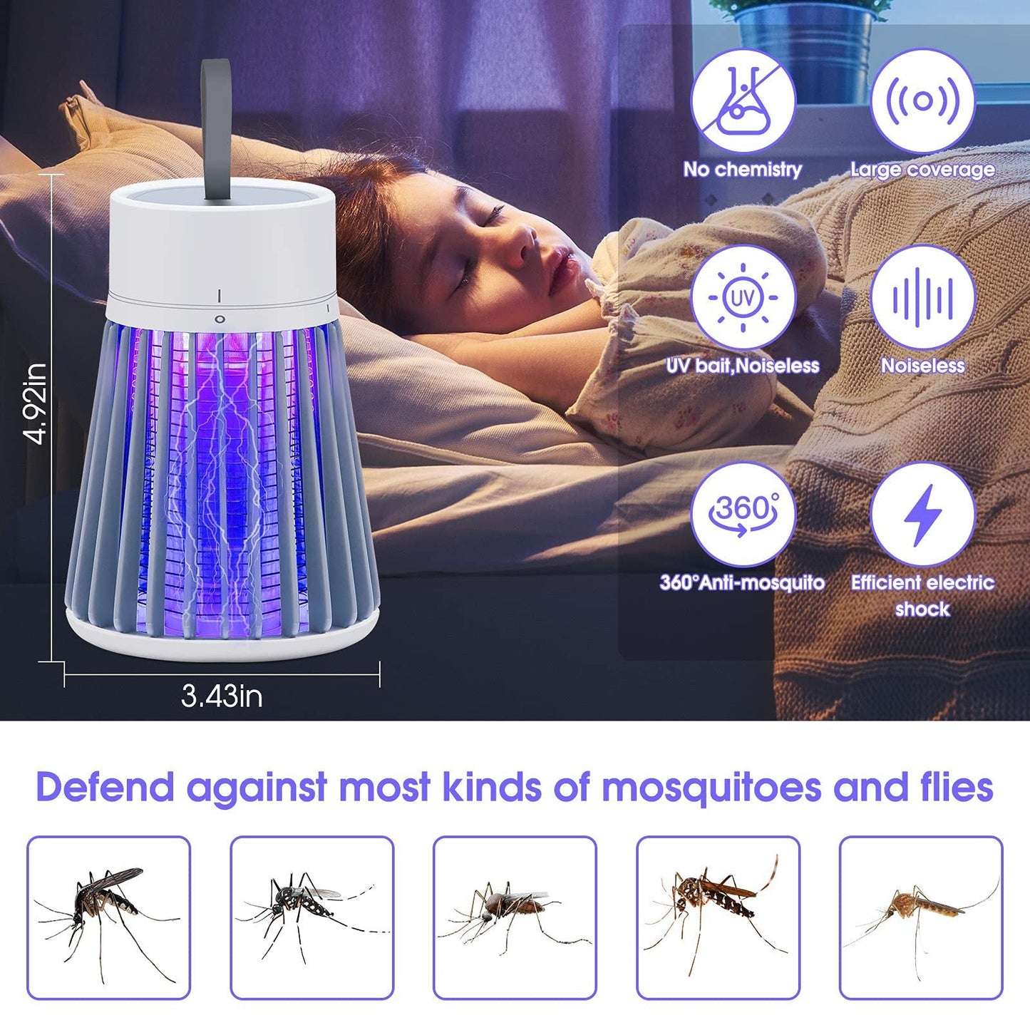🔥Summer Promotion🦟USB/Rechargeable Portable Mosquito & Fly Trap Lamp for Indoor & Outdoor